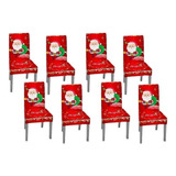 8 Fundas Sillas For Comedor Asiento Navideños Santa Decorac