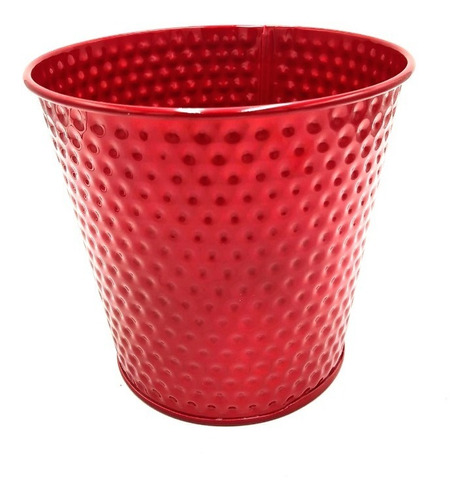 Cubeta De Metal Con Diseño De Círculos - Color Rojo