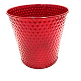 Cubeta De Metal Con Diseño De Círculos - Color Rojo