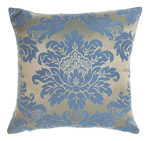 Capa Para Almofada Jacquard Azul E Dourado 45x45 - Medalhão