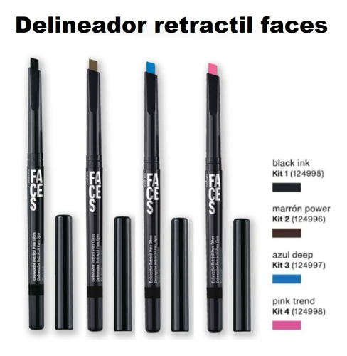 Delineador Retractil Para Ojos Azul Deep Natura Faces