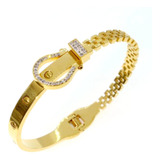 Pulseira Bracelete Dourado Aço Inox Cinto