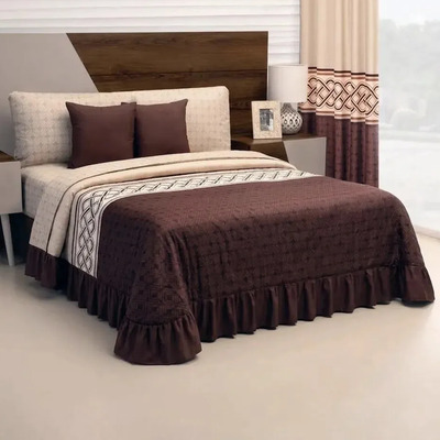 Colcha King Size Y 2 Cojines Decorativos Beige Cafe Arona Color Marrón Claro | Envío gratis