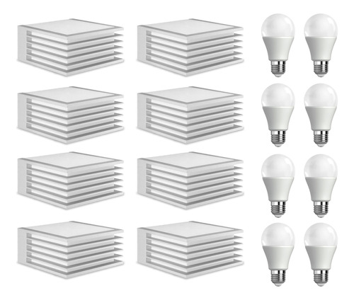 Pack X8 Aplique Pared Plástico Exterior Interior Decoración Color Blanco Foco Led 9w Luz Cálida Color Amarilla