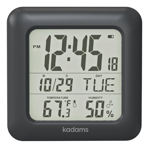 Kadams Reloj Digital De Bano Con Pantalla Lcd Grande, Reloj