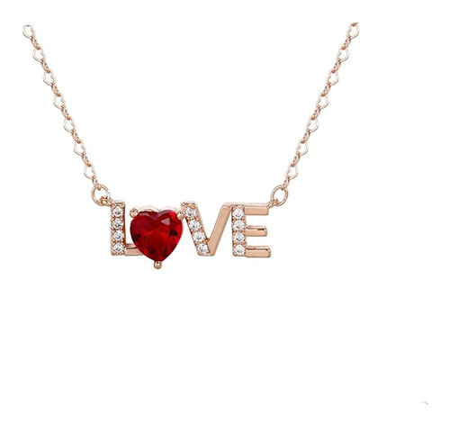 Gargantilla Love Corazón Oro 18k Rosa Lam Diamante Ruso Moda