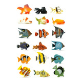 Juguete Animales Mini Peces Tropicales X18 Goma Pack Colores