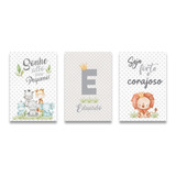 Kit 3 Placas Quadros Decorativos Menino Bebê Safari 