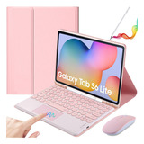 Funda C/teclado+mouse+lápiz P/galaxy Tab S6 Lite 10.4 Rosa A