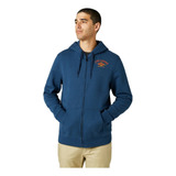 Campera At Bay Zip Fleece Azul Logo Naranja Fox