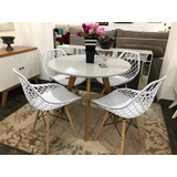 Conjunto Mesa Jantar Redonda 88cm Uni + 4 Cadeiras Cloe