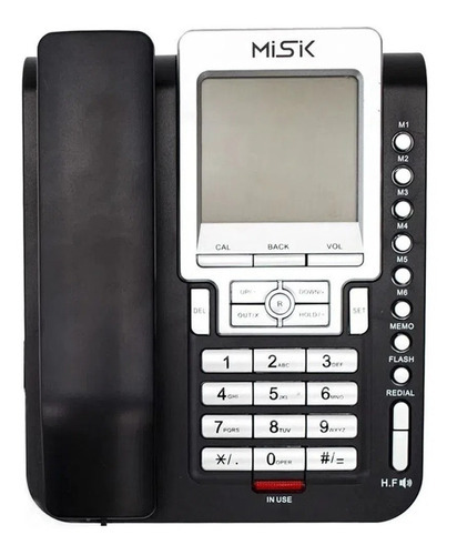 Telefono Alambrico Misik Mt888 Con Identificador De Llamadas, Manos Libres, Altavoz, Pantalla Lcd, Función Flash, Números Grandes, Pantalla Iluminada, Agenda Telefónica, Color Negro
