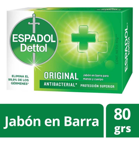 Espadol Dettol Original Antibacterial Jabón De Tocador 80g