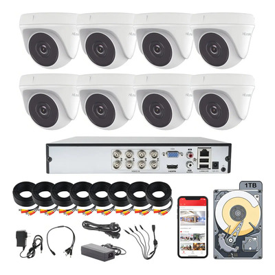 Kit Hilook 8 Camaras Domo 1080p 2mp Full Hd Cables 1tb Blanco | Envío gratis