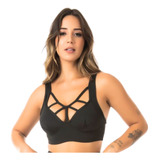 Top Strappy Fitness Feminino Roupas  Academia Liso Com Bojo