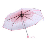 Paraguas Plegable, Transparente, A La Moda, Color Cereza, 1