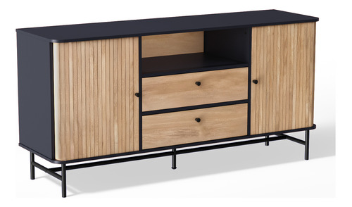 Aparador Buffet Top Living Ebony Con Puertas Corredizas