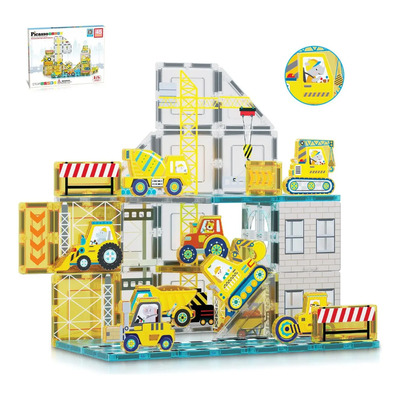 Set Bloques Magnéticos 45 Pzas Inc. 8 Vehículos Construcción