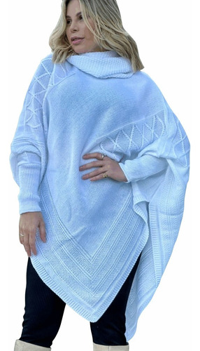 Blusa De Frio Feminino Tricô Moda Inverno Gola Alta Poncho