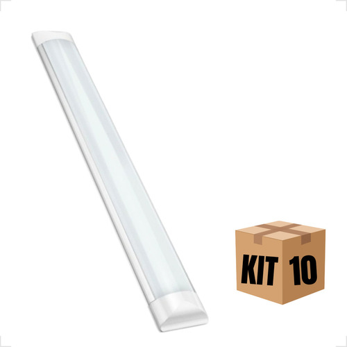 Led Kit 10 Luminária Led Tubular Slim 36w 40w 120cm Branco Frio  6500 K