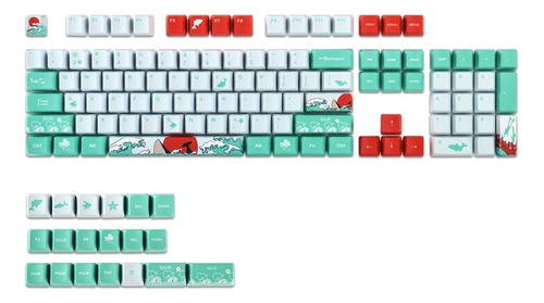 123 Keycaps Dye Sublimation Key Pbt Coral Sea Key