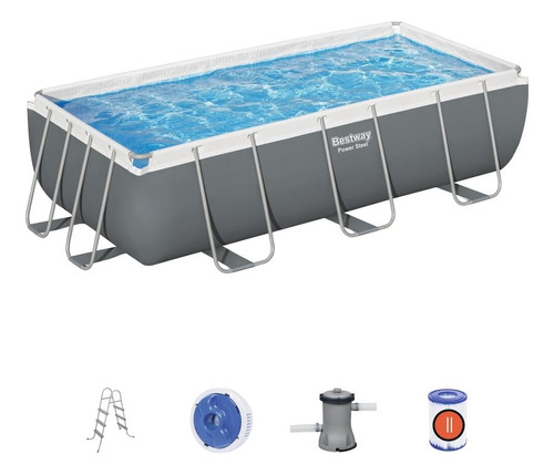 Piscina Power Steel Gris 4.04x2.01x1.00m Pool Set Bestway