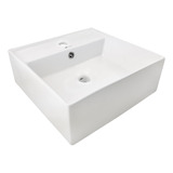 Cuba Lavabo Banheiro Em Cerâmica Louça Quadrada Branca Apoio Acabamento Esmalte Branco Brilhante Cor Branco