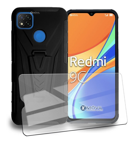 Funda Xiaomi Redmi 9c, Uso Rudo Clip + Mica