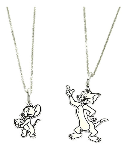 Collar Pareja Amigos Tom Y Jerry Plata Sw925