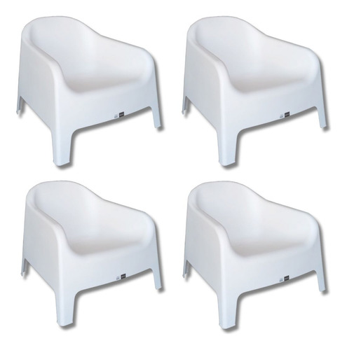 Juego De 4 Sillones Exterior/interior Skarpo Blanco Mascardi