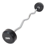 Barra Ez 25 Kg Peso Fijo Cromada Maciza Engomada Gym Color Cromado