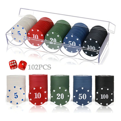 100 Fichas Poker 2 Dados Con Caja De Almacenamiento Plástico | MercadoLibre