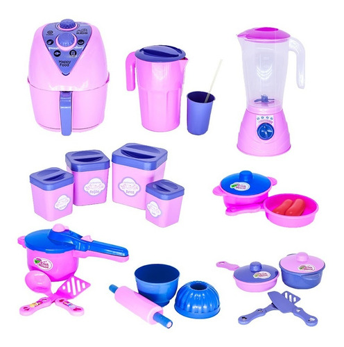 Brinquedos Menina Cozinha Infantil Air Fryer Panelinhas 22pç