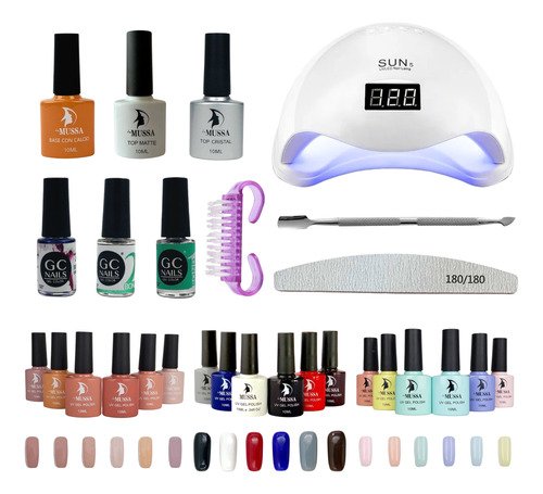 Kit De Gel Para Uñas Gelish Completo 18 Colores Con Lámpara