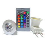 Lâmpada Rgb Led Spot Bivolt Cores Controle Brinde Adaptador