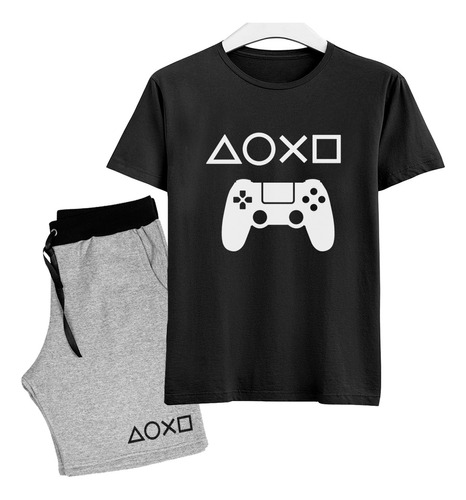 Camisa E Bermuda Meninos Conjunto Infantil Video Game