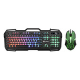 Kit Teclado Gamer + Mouse Gamer Combo Luz Rgb Modelo J-32 Color Del Mouse Negro Color Del Teclado Negro