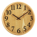 Reloj De Pared Redondo De Madera De 12 Pulgadas, Funciona Co