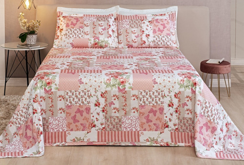 Colcha Cobre Leito Cama King Size Piquet Estampado 3 Peças