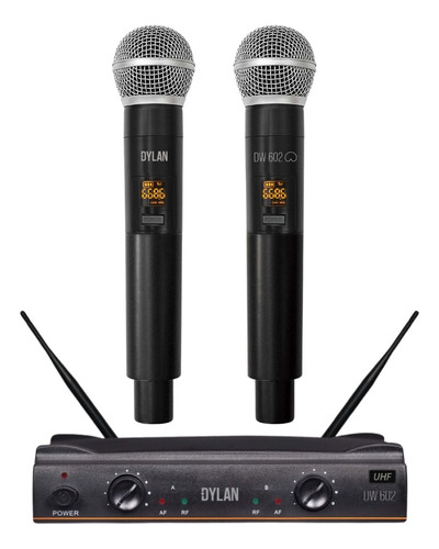 Microfone Duplo Sem Fio Profissional Uhf Dylan Dw-602max 