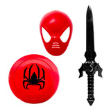 Kit De Espada Escudo Máscara Infantil Do Aranha De Brinquedo