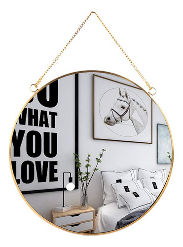 Longwin Espejo Circular Colgante De Pared Decorativo Dorado.