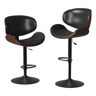 Set De 2 Taburetes De Bar De Madera Curvada Con Tapicería | Meses sin interés