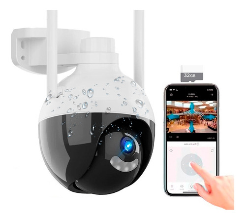 Camara Wifi De Seguridad Ptz Redonda 360º Exterior + Sd 32gb