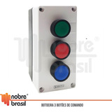 Caixa Plastica Botoeira 3 Furos Verde Vermelho Azul