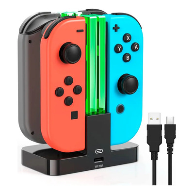 Base Cargador 4 En 1 Para Control Joycon De Nintendo Switch