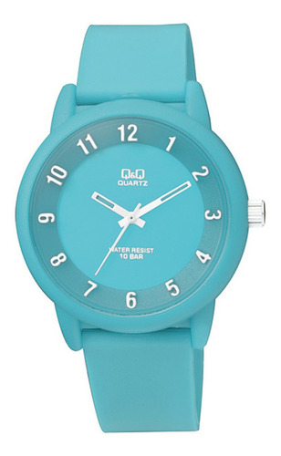 Reloj Q&q Analogo De Dama Vr52j008y Color De La Correa Turquesa Color Del Fondo Turquesa