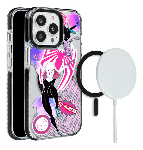 Funda Para iPhone Magsafe Spiderman Spiderwen Nombre