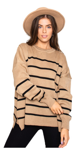 Maxi Sweater Rayado Rayas Mujer Oversize Amplio