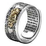 Anillo Fengshui Pixiu Mantra Estilo Retro Chino Anillo Metal